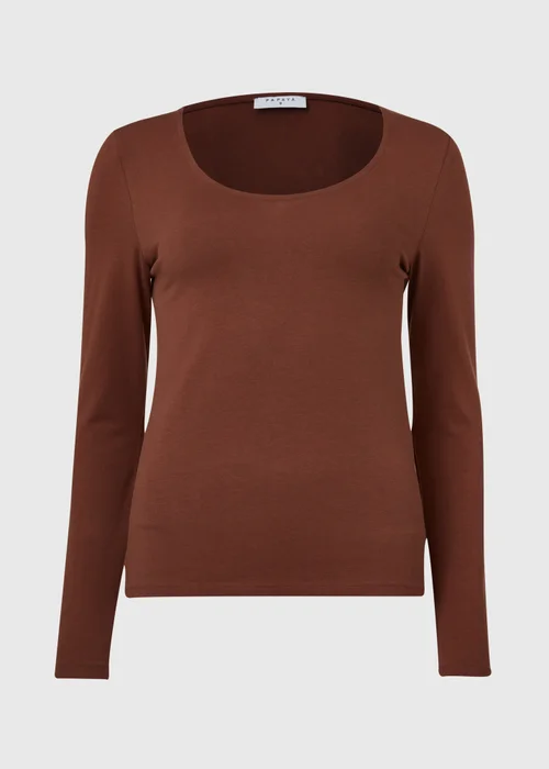 Brown Long Sleeve Scoop Top - 8 Image 5