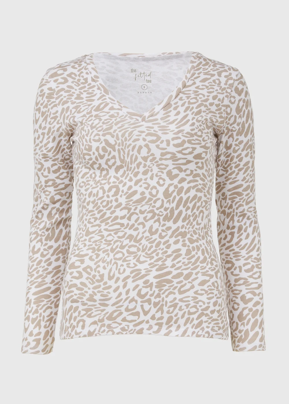 White Leopard V Neck Long Sleeve T Shirt - 8 Image 5