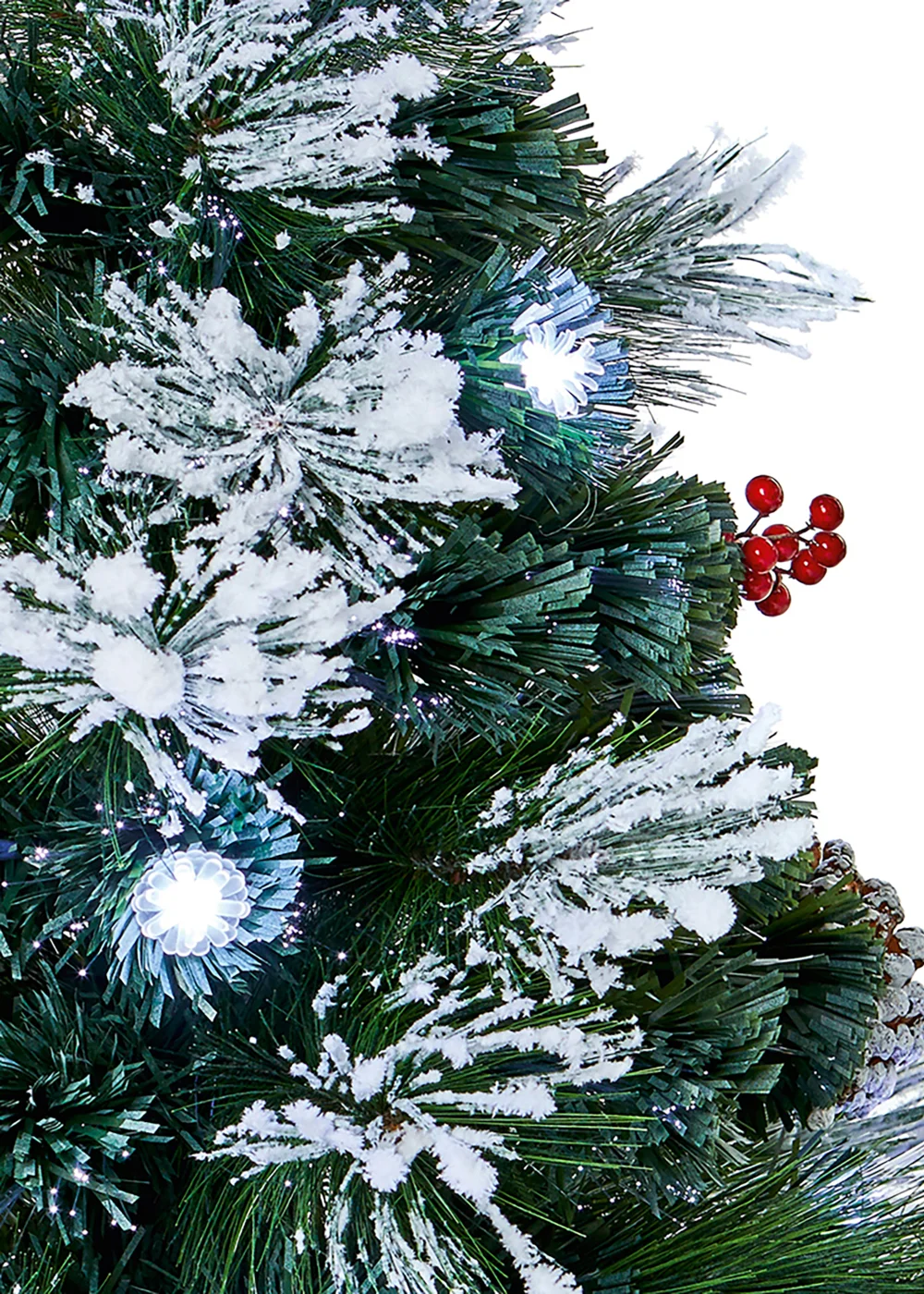 Premier Decorations 80cm Pinecones and Berries Snow Tipped Fibre Optic Christmas Tree - One Size Image 2
