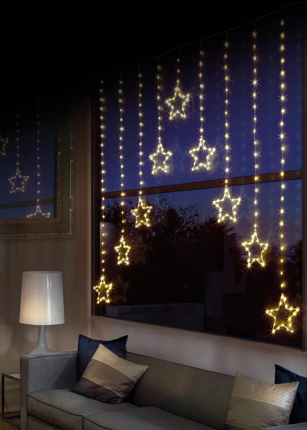 Premier Decorations 303 Warm White LED Star Curtain Light - One Size Image 3