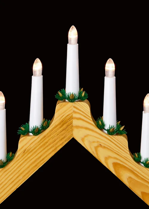 Premier Decorations Wooden Candle bridge with White LED Candles - One Size Image 2
