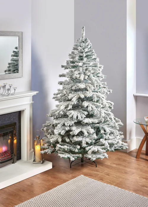 Premier Decorations Flocked Mountain Pine Christmas Tree (6ft) - 6ft Image 2