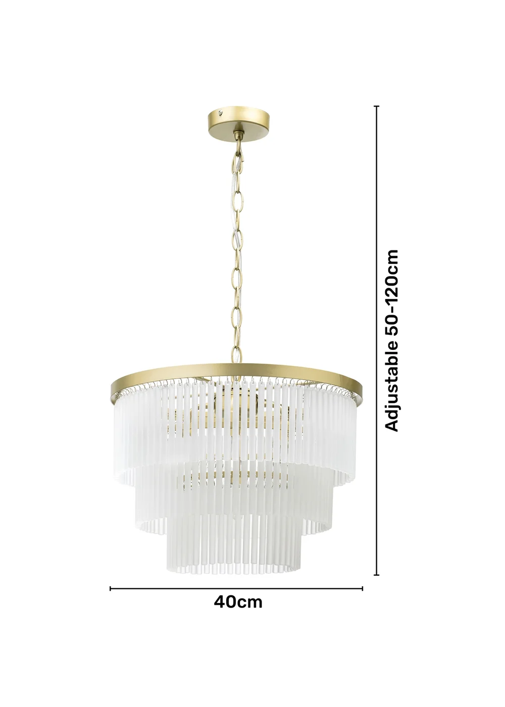 BHS Aubrey Frosted Glass 5 Light Pendant Brass (Adjustable 50-120cm x 40cm) - One Size Image 5
