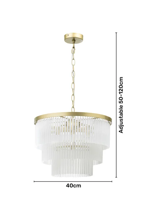 BHS Aubrey Frosted Glass 5 Light Pendant Brass (Adjustable 50-120cm x 40cm) - One Size Image 5