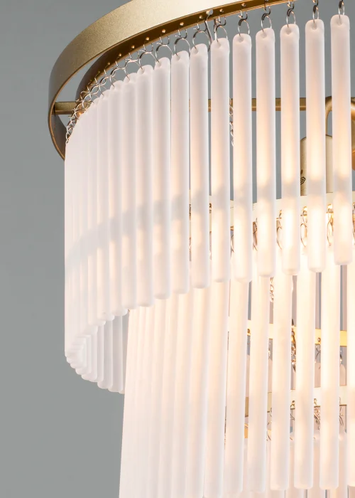 BHS Aubrey Frosted Glass 5 Light Pendant Brass (Adjustable 50-120cm x 40cm) - One Size Image 4