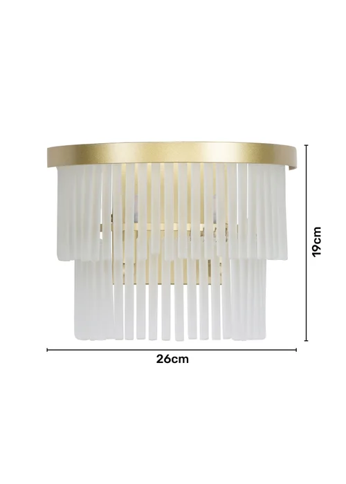 BHS Aubrey Frosted Two Tier Glass Wall Light Brass - One Size Image 5