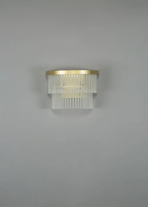 BHS Aubrey Frosted Two Tier Glass Wall Light Brass - One Size Image 4