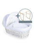 Clair de Lune White Cotton Dream Wicker Moses Basket & White Deluxe Stand - One Size Image 2