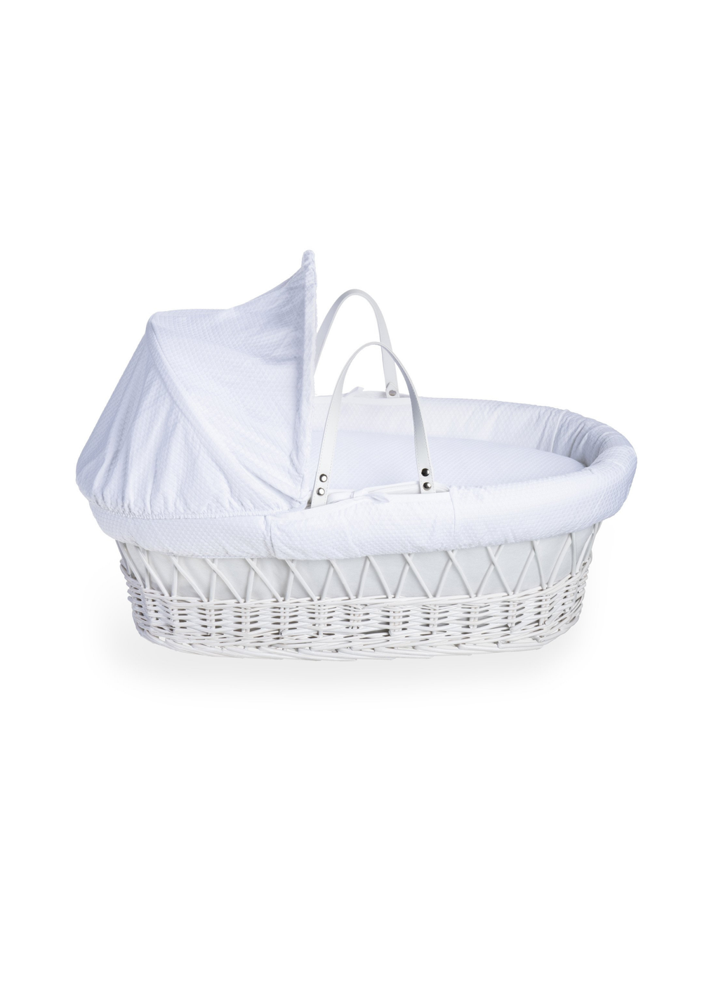 Clair de Lune White Cotton Dream Wicker Moses Basket & White Deluxe Stand - One Size Image 4