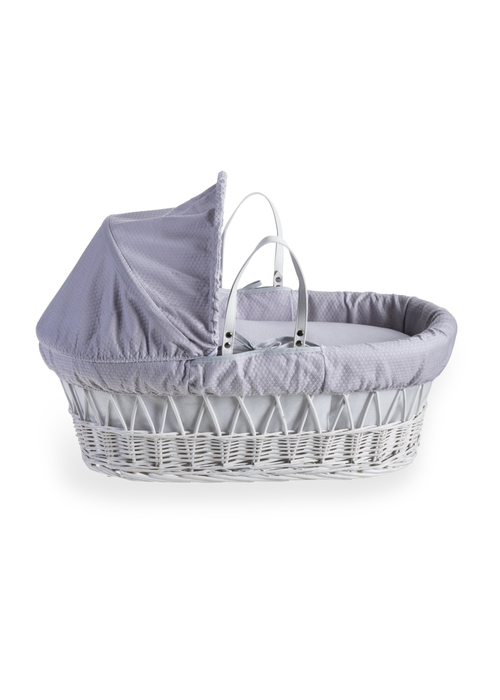 Clair de Lune Grey Cotton Dream Wicker Moses Basket - One Size Image 3