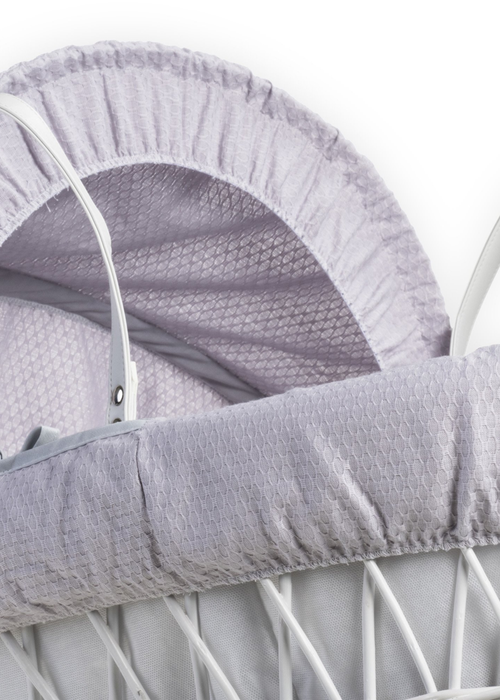 Clair de Lune Grey Cotton Dream Wicker Moses Basket - One Size Image 4