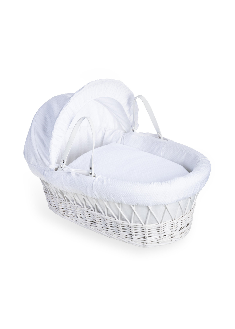 Clair de Lune White Cotton Dream Wicker Moses Basket - One Size Image 1