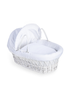 Clair de Lune White Cotton Dream Wicker Moses Basket - One Size Image 1