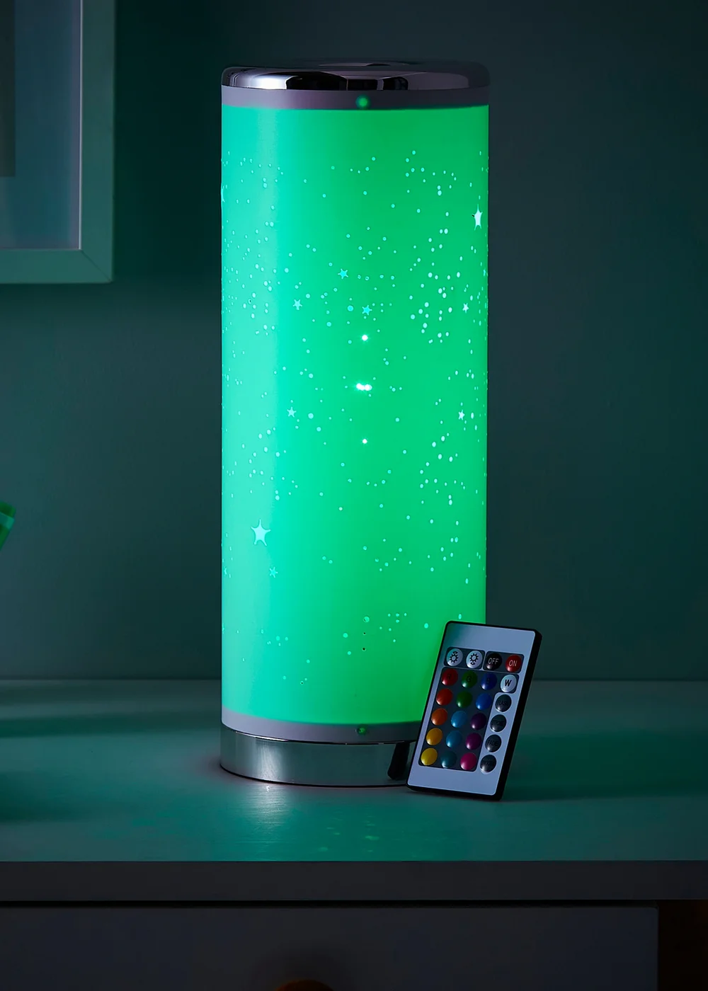 Glow LED Starburst Cylinder Table Lamp with Remote Control (36.5cm x 13cm) - One Size Image 1