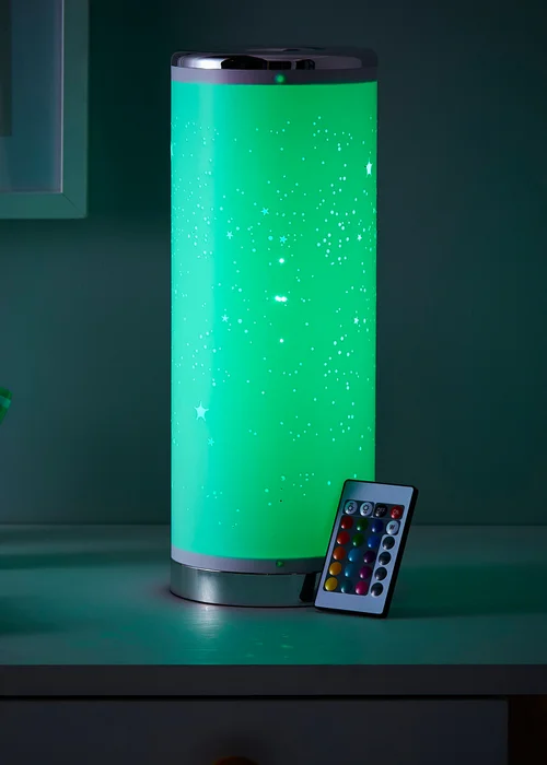 Glow LED Starburst Cylinder Table Lamp with Remote Control (36.5cm x 13cm) - One Size Image 1