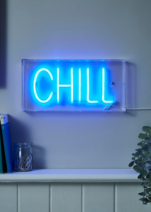 Glow Chill Blue Neon Acrylic Light Box (15cm x 30cm) - One Size Image 1