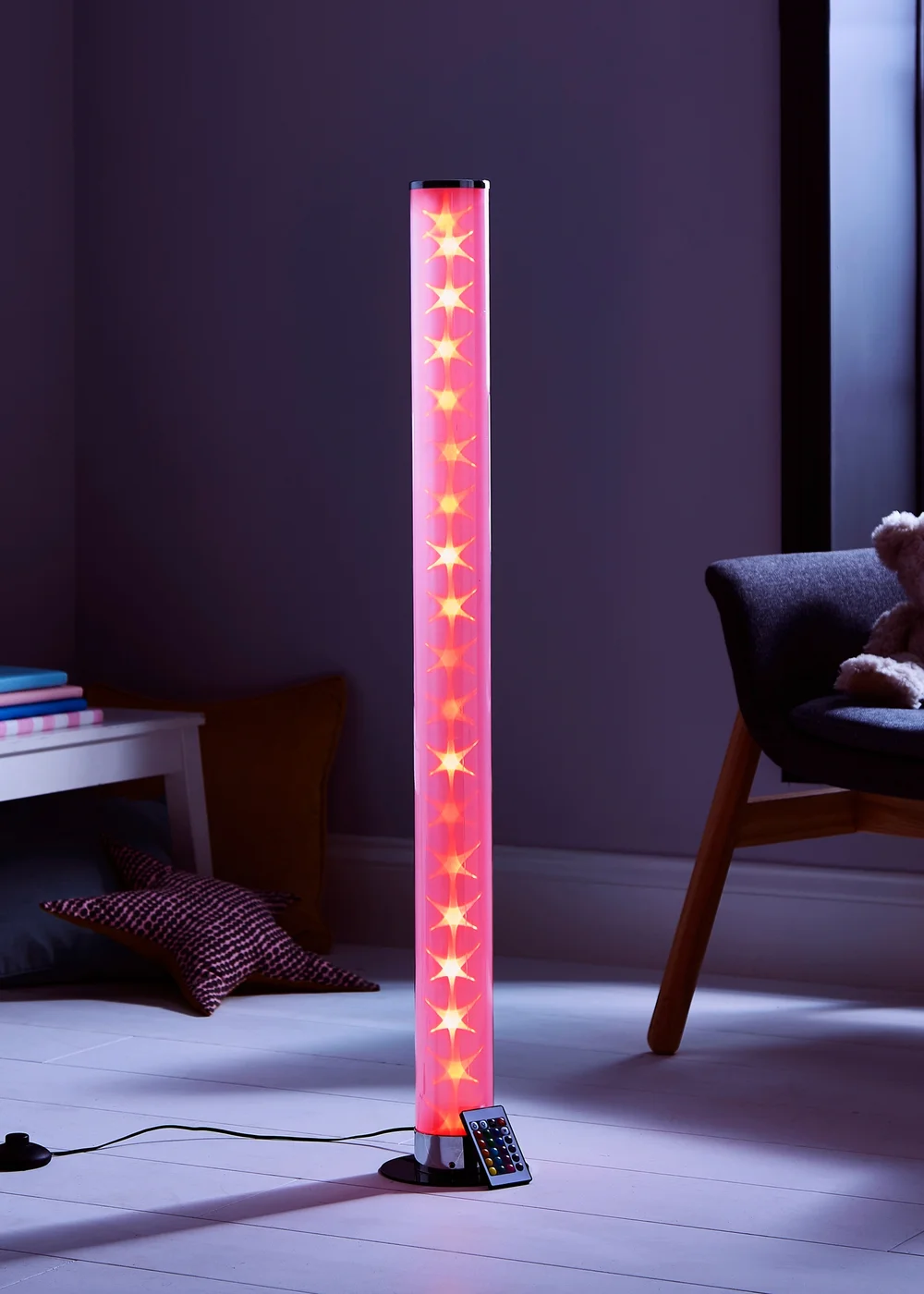 Glow LED Galaxy Cylinder Floor Lamp with Remote Control (99.5cm x 15cm) - One Size Image 1