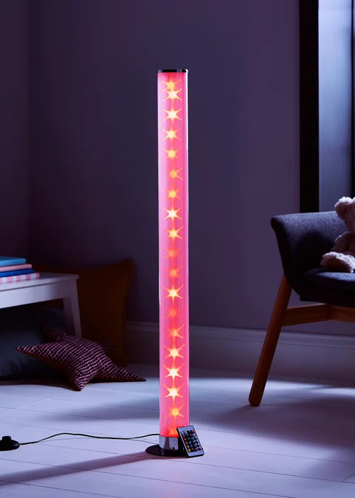 Glow LED Galaxy Cylinder Floor Lamp with Remote Control (99.5cm x 15cm) - One Size Image 1