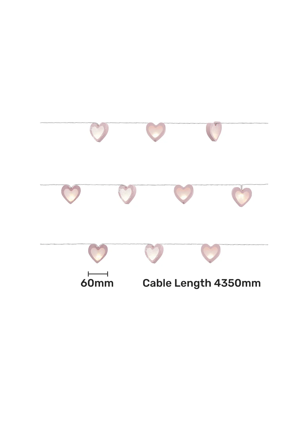 Glow Love Heart Wood String Lights (6cm x 435cm) - One Size Image 5