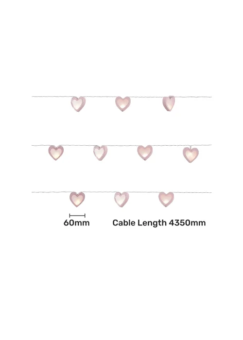 Glow Love Heart Wood String Lights (6cm x 435cm) - One Size Image 5
