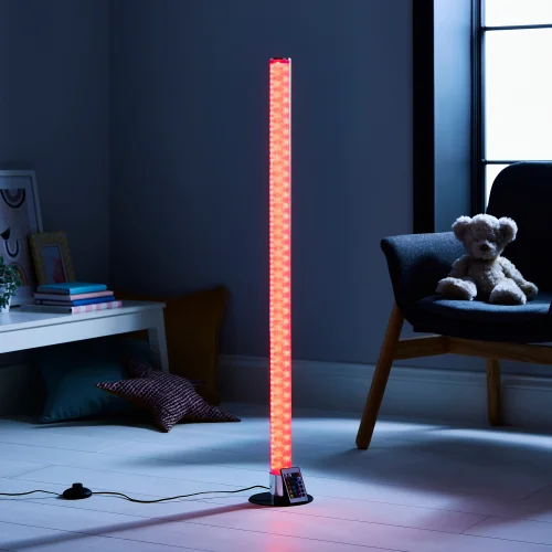 Glow LED Shimmer Cylinder Floor Lamp with Remote Control (104cm x 15cm) - One Size Image 1