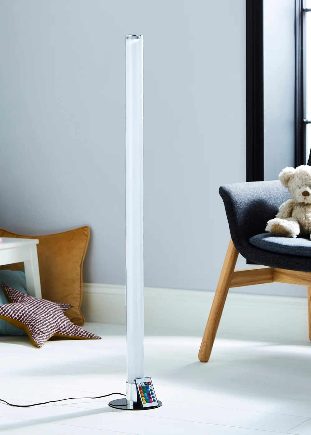 Glow LED Shimmer Cylinder Floor Lamp with Remote Control (104cm x 15cm) - One Size Image 4