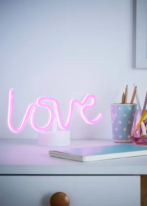 Glow Love Pink Neon Light (16cm x 28cm) - One Size Image 1