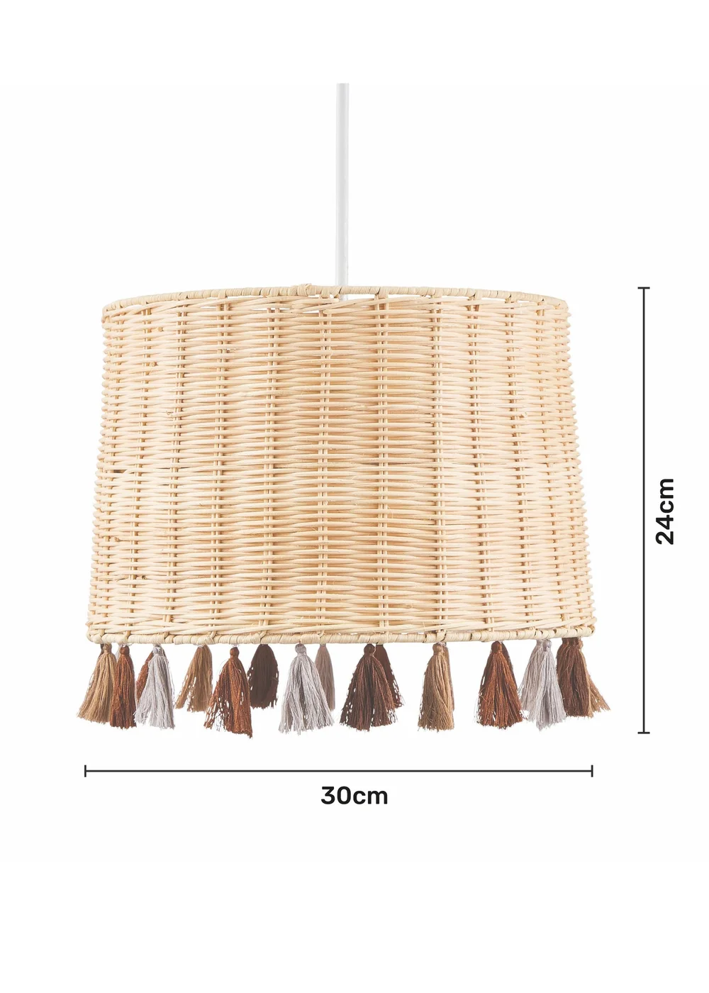 Glow Rattan Tassle Easyfit Light Shade (24cm x 30cm) - One Size Image 5