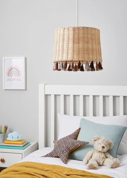 Glow Rattan Tassle Easyfit Light Shade (24cm x 30cm) - One Size Image 1