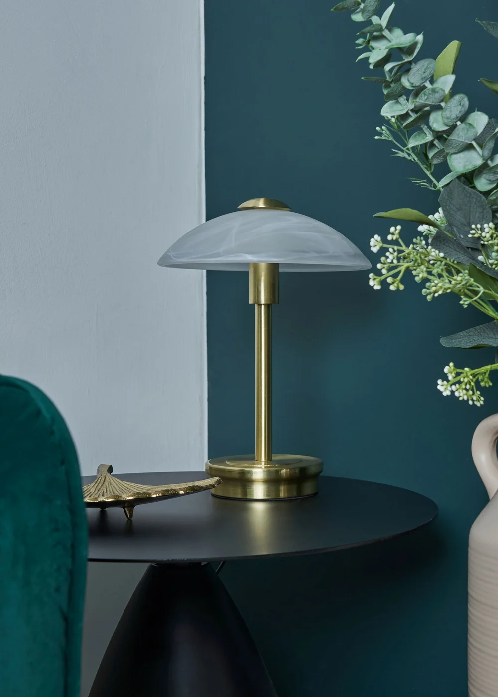 BHS Archie Touch Lamp Satin Brass(27cm x 20cm) - One Size Image 2