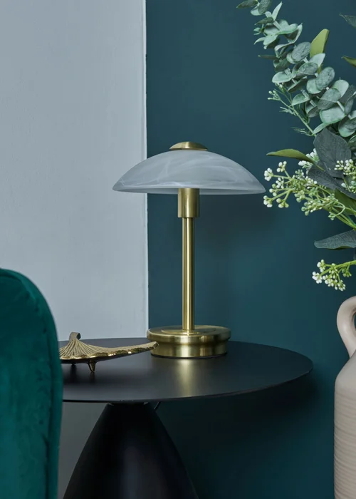 BHS Archie Touch Lamp Satin Brass(27cm x 20cm) - One Size Image 2