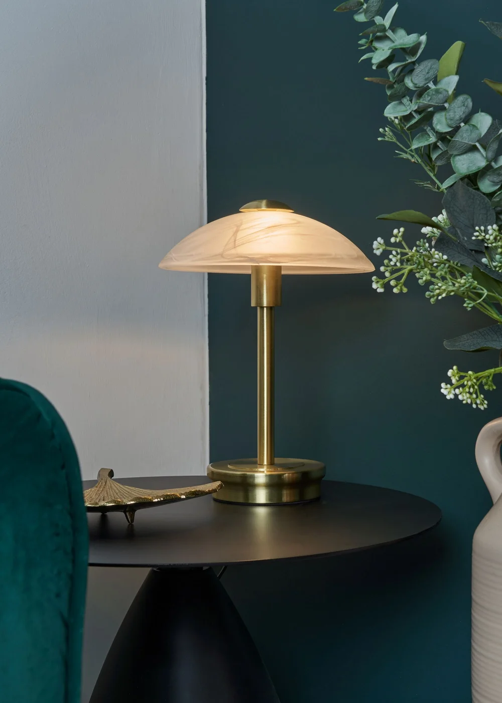 BHS Archie Touch Lamp Satin Brass(27cm x 20cm) - One Size Image 1