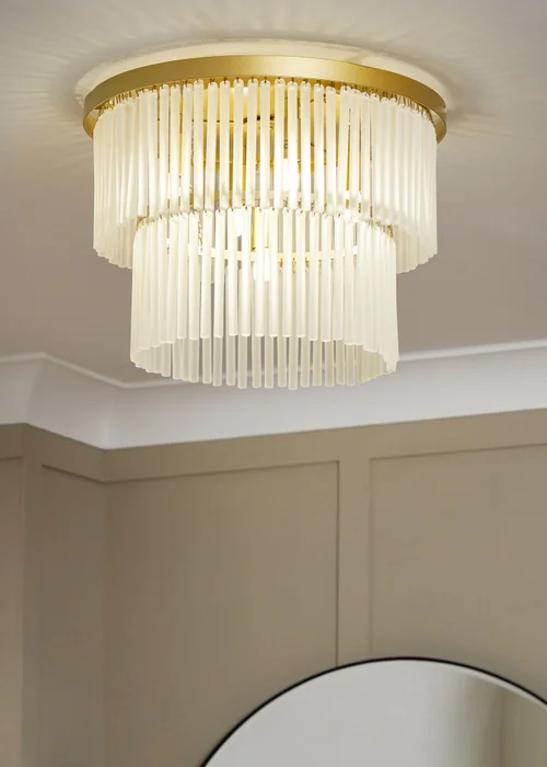 BHS Aubrey Frosted Flush Ceiling 5 Light Brass (26cm x 36cm) - One Size Image 1