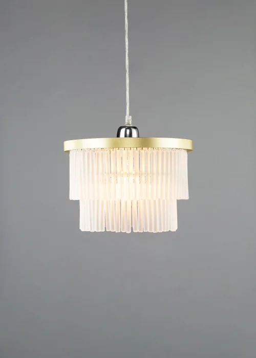 BHS Aubrey Frosted Easyfit Ceiling Light Brass (19cm x 25cm) - One Size Image 2