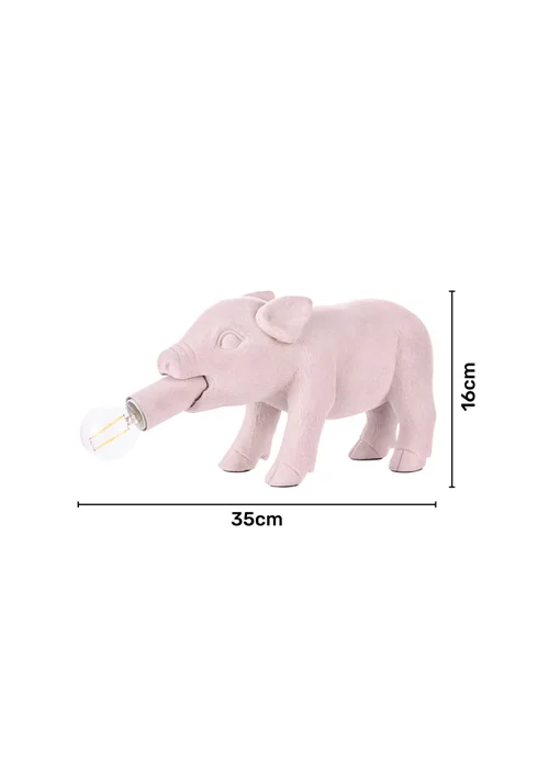 BHS Hilda Pink Pig Table Lamp (16cm x 35cm) - One Size Image 4