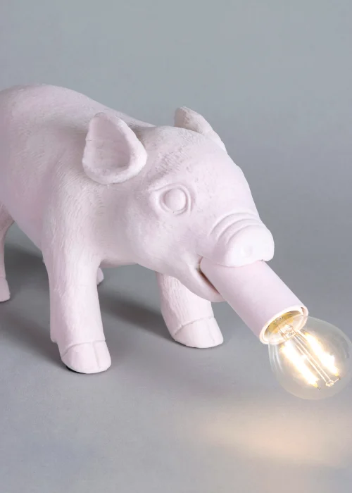 BHS Hilda Pink Pig Table Lamp (16cm x 35cm) - One Size Image 3