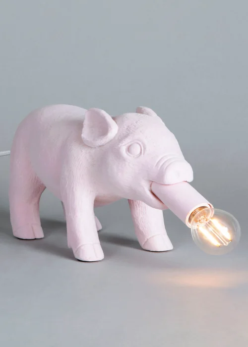 BHS Hilda Pink Pig Table Lamp (16cm x 35cm) - One Size Image 2