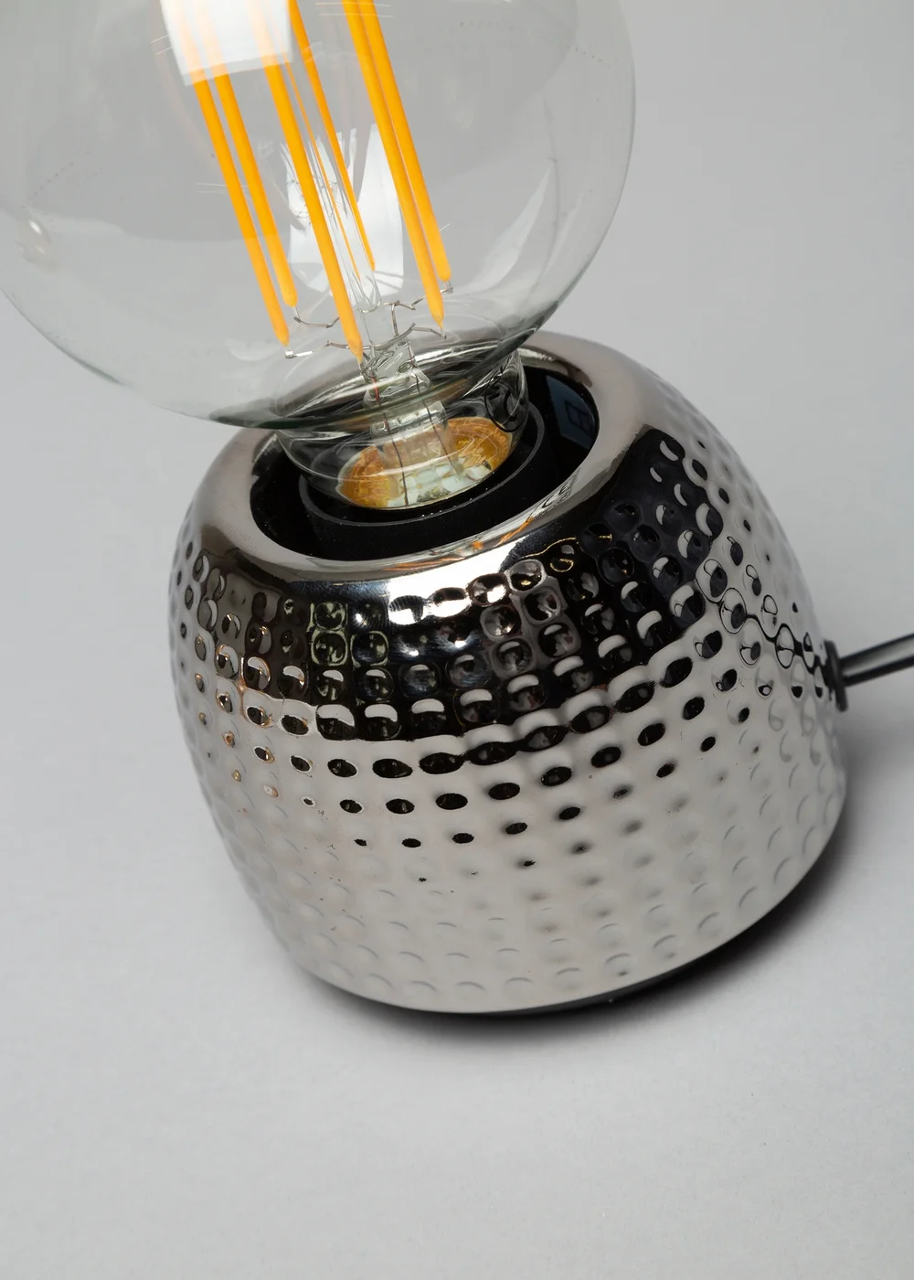 BHS Embossed Table Lamp Satin Chrome (9cm x 10cm) - One Size Image 4