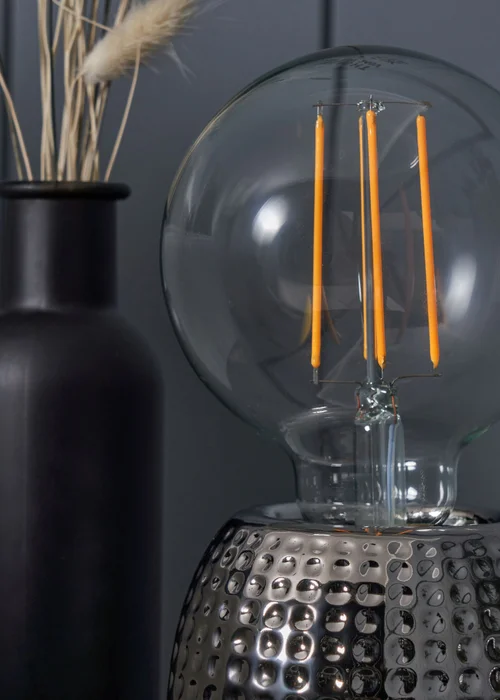 BHS Embossed Table Lamp Satin Chrome (9cm x 10cm) - One Size Image 3