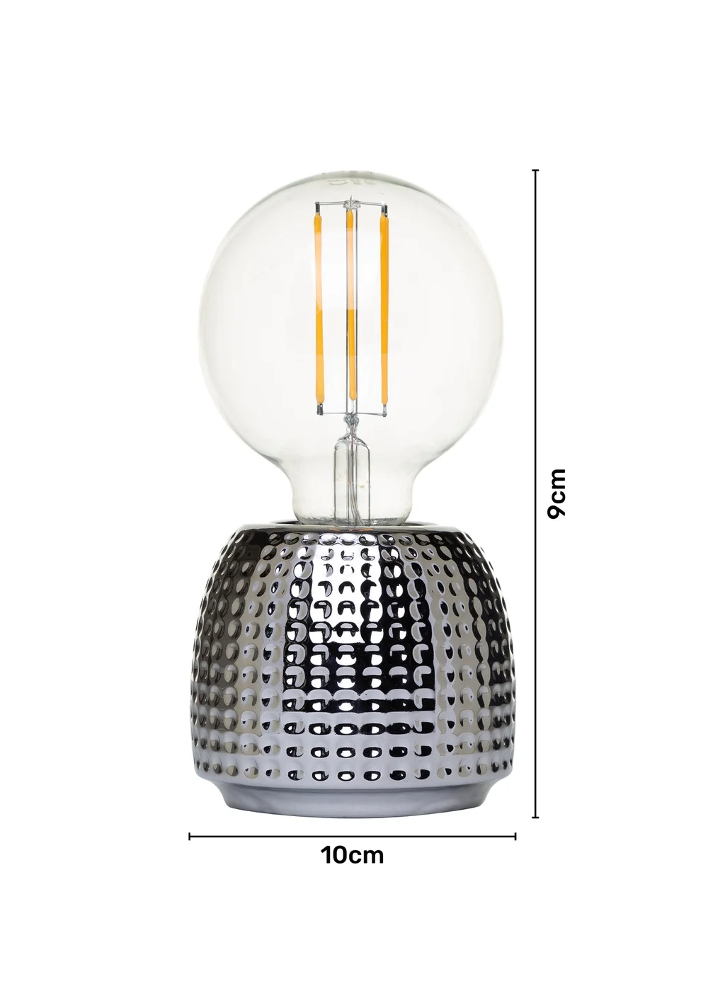BHS Embossed Table Lamp Satin Chrome (9cm x 10cm) - One Size Image 6