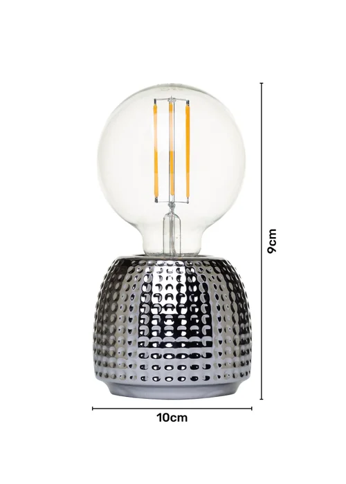 BHS Embossed Table Lamp Satin Chrome (9cm x 10cm) - One Size Image 6