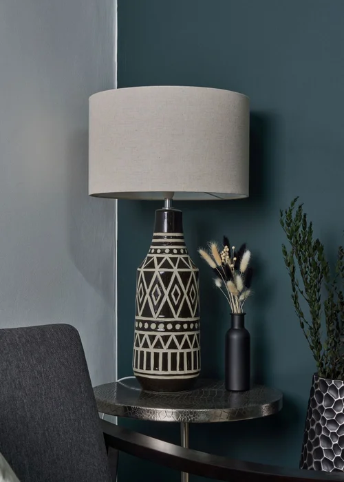 BHS Odin Tribal Table Lamp Black (62cm x 34cm) - One Size Image 2