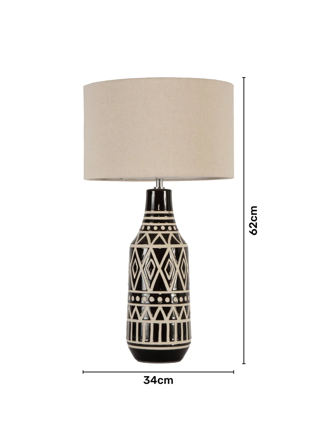 BHS Odin Tribal Table Lamp Black (62cm x 34cm) - One Size Image 6