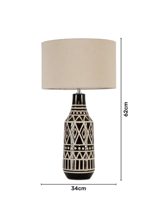 BHS Odin Tribal Table Lamp Black (62cm x 34cm) - One Size Image 6
