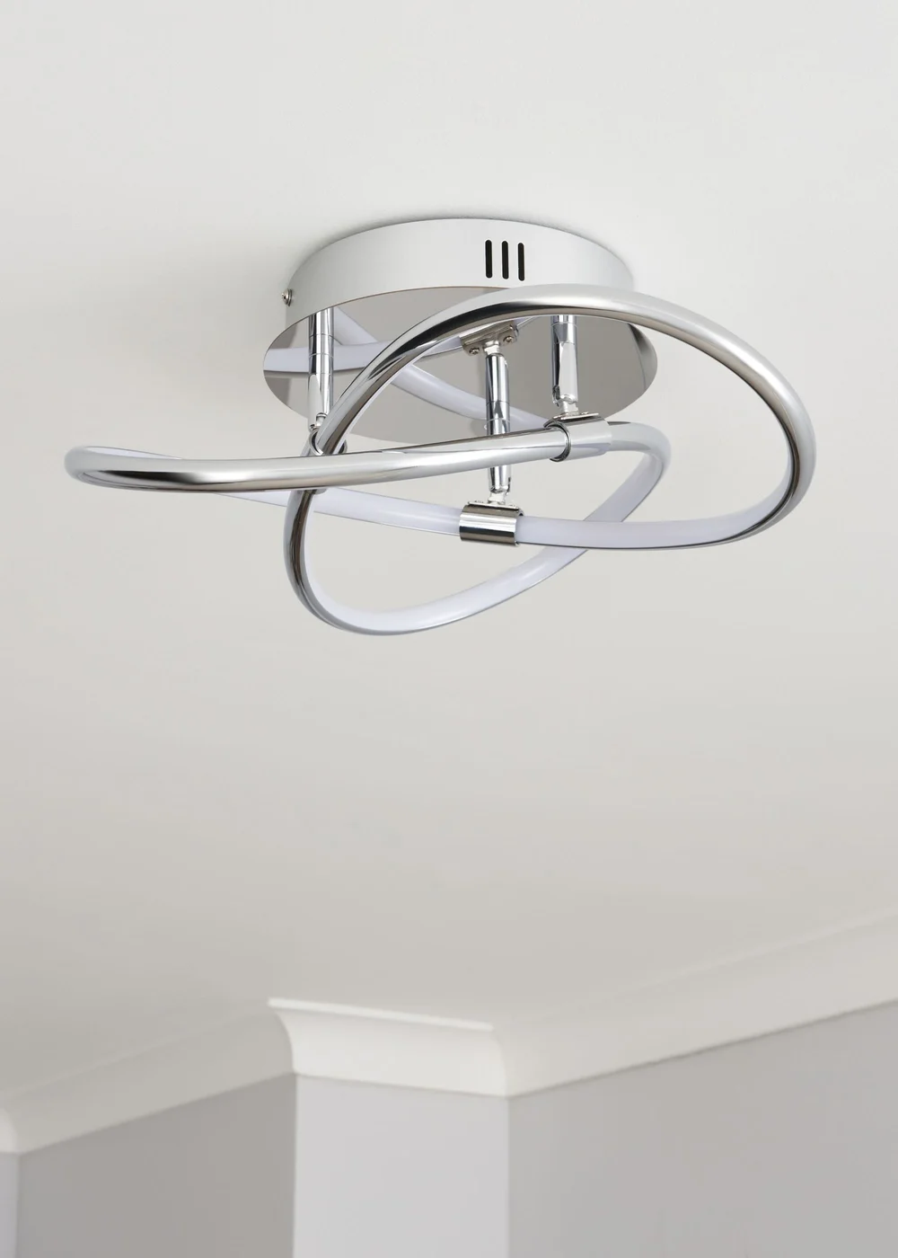 BHS Eero Knotted Shape LED Flush Ceiling Light Chrome (15cm x 36cm) - One Size Image 2