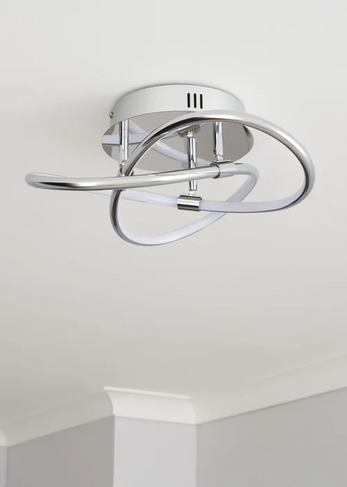 BHS Eero Knotted Shape LED Flush Ceiling Light Chrome (15cm x 36cm) - One Size Image 2