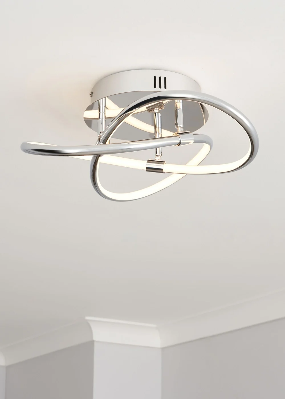 BHS Eero Knotted Shape LED Flush Ceiling Light Chrome (15cm x 36cm) - One Size Image 1