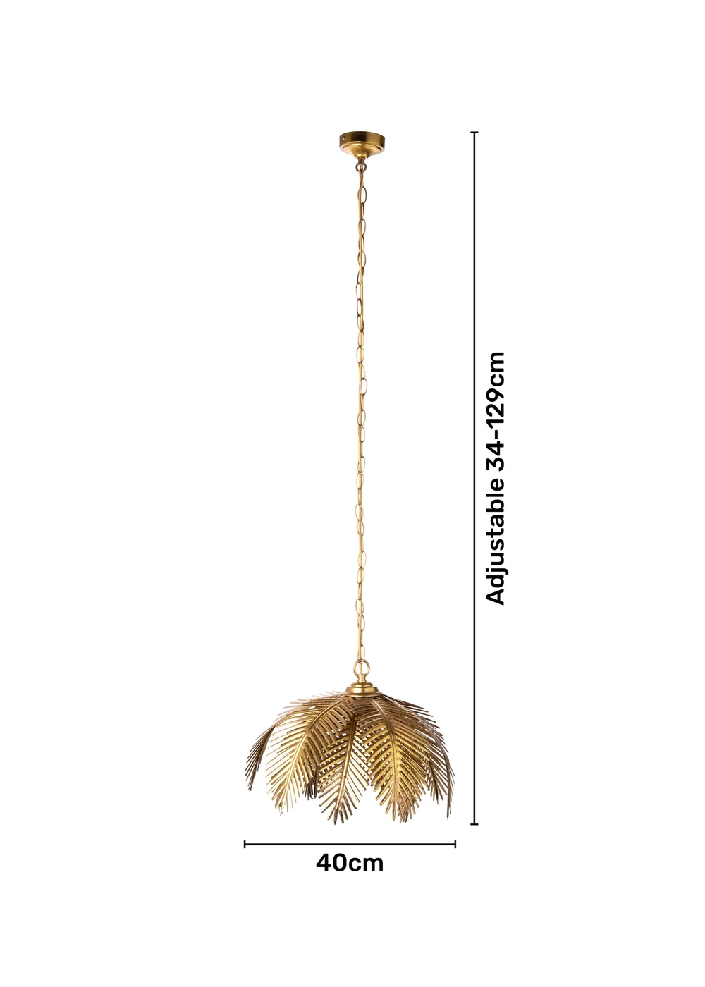 BHS Brookby Palm Ceiling Light Brass (Adjustable 34-129cm x 40cm) - One Size Image 6