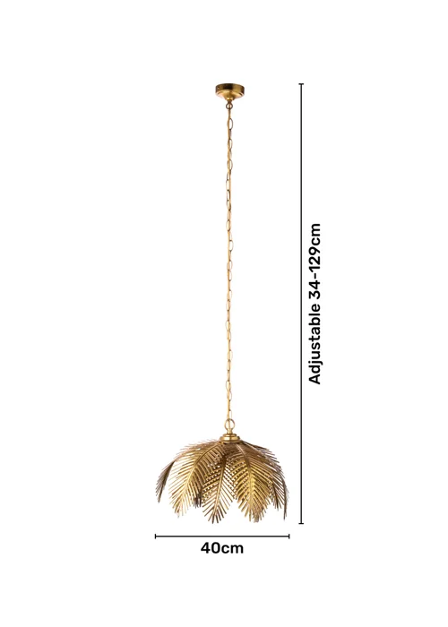 BHS Brookby Palm Ceiling Light Brass (Adjustable 34-129cm x 40cm) - One Size Image 6