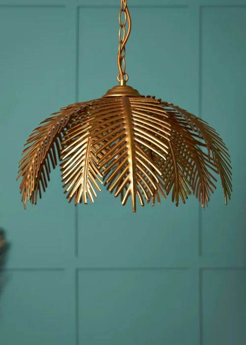 BHS Brookby Palm Ceiling Light Brass (Adjustable 34-129cm x 40cm) - One Size Image 2